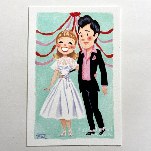 Olivia Newton John and John Travolta - Grease - Prom - 4 x 6 inches - Fine Art Print