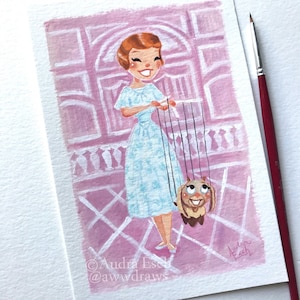 Julie Andrews - Sound of Music - Lonely Goatherd - 4 x 6 inches - Original Gouache painting