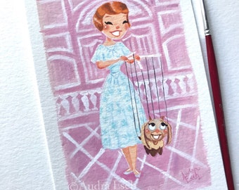 Julie Andrews - Sound of Music - Lonely Goatherd - 4 x 6 inches - Original Gouache painting