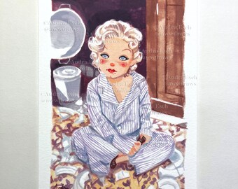 Jean Harlow Fine Art Print – Suzy, Striped Pajamas (4x6 inch)