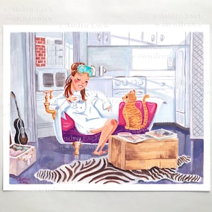 Holly Golightly Relaxing in her Bathtub Sofa - 8 x 10 inch Fine Art Print