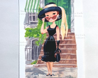 Audrey Hepburn - Big Black Hat - Breakfast at Tiffany’s - 4 x 6 inches - Fine Art Print