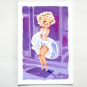 Marilyn Monroe – White Dress Scene Art Print | Seven Year Itch Hollywood Icon (4x6 inch)