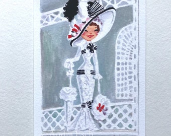 Audrey Hepburn My Fair Lady Fine Art Print - Black & White Dress (4x6 inch)
