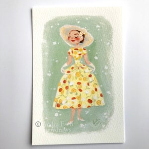 Audrey Hepburn - Yellow Dress - Funny Face - 4 x 6 inches - Fine Art Print