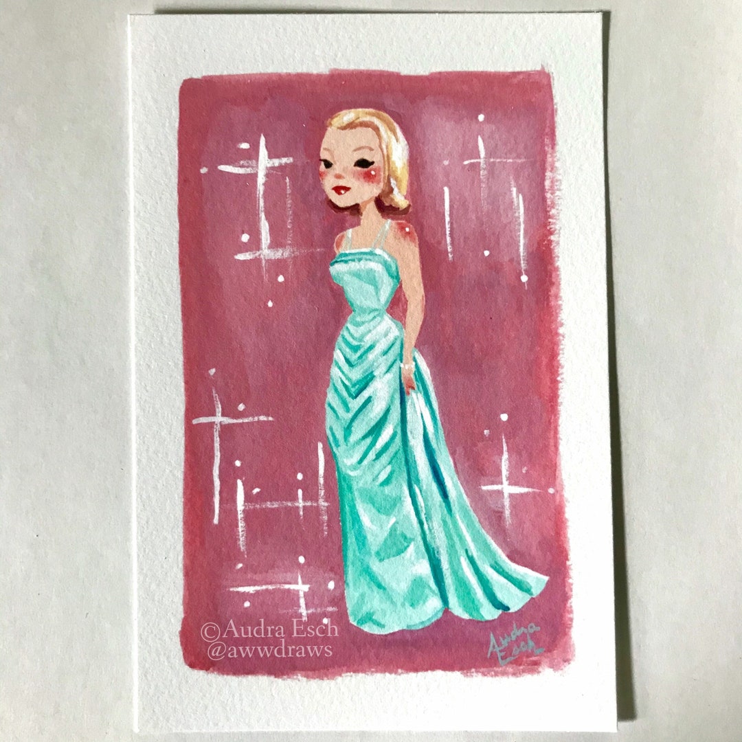 Grace Kelly Fine Art Print  Green Oscar Dress (4x6 Inch) - Etsy
