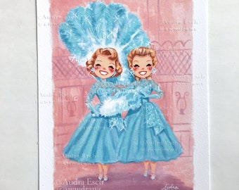 Sisters - White Christmas - 6 x 8 inch Classic Christmas Musical Movie - Fine Art Print