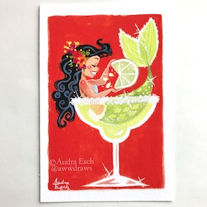 Mer-garita - Cocktail Mermaid - 4 x 6 inch Fine Art Print