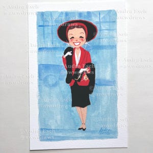 Jane Russell - Costume rouge et noir - Les hommes préfèrent les blondes Illustration classique de film hollywoodien - 10 x 15 cm - Impression d&#39;art