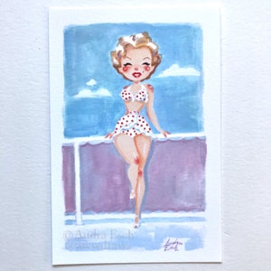 Marilyn - Red Polka dot Bikini  - 4 x 6 inches - Fine Art Print