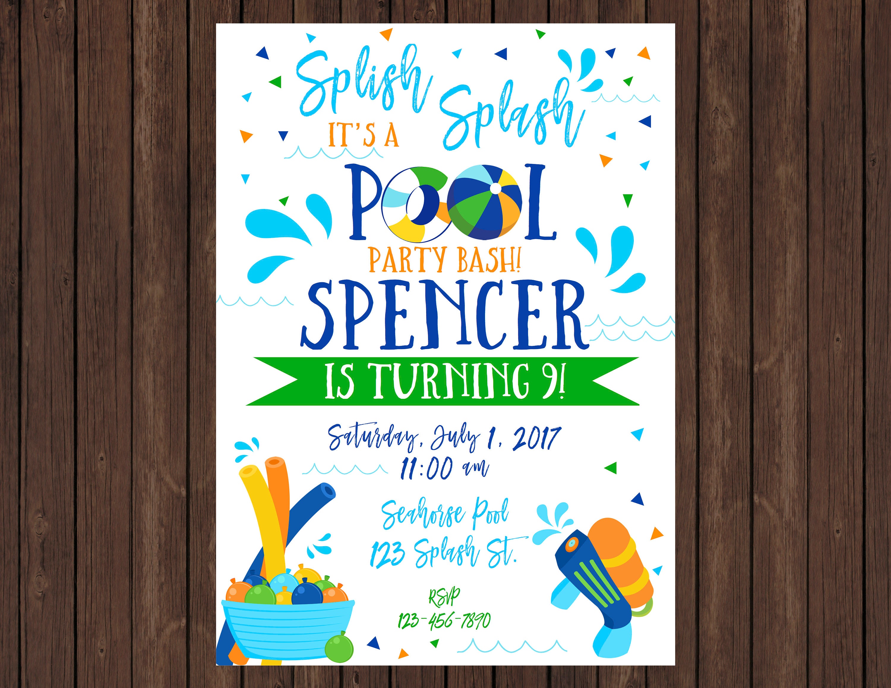 Pool Party Swim Party Birthday Invite | Etsy