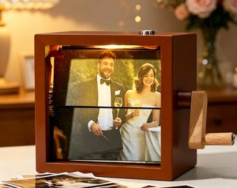 Personalisierte Foto Flipbook Box Rahmen Animation Maschine Handkurbel Abnehmbare Fotos Album Licht Jahrestag Geschenke