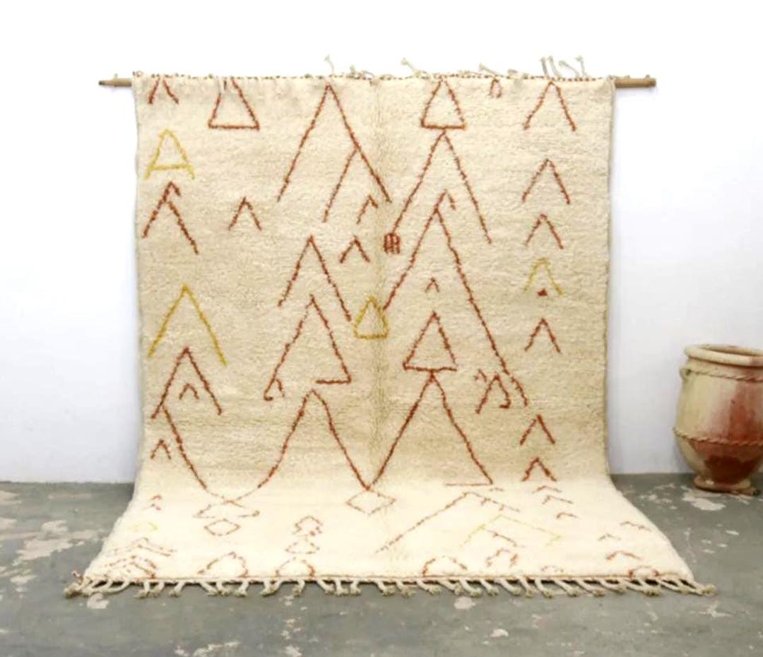 Triangular Carpet Pattern Minimalist Triangle Pattern Wool Berber Boho Neutral Area Carpet ...