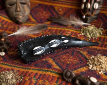 Baranta Horn: Djinn Samkharoussi Ritual Talisman | Ancient Protection, Success and Visibility Amulet | High Magick Spiritual Shielding
