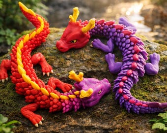 Modèle d'impression 3D de créature fantastique flexible STL bébé dragon articulé (téléchargement numérique)