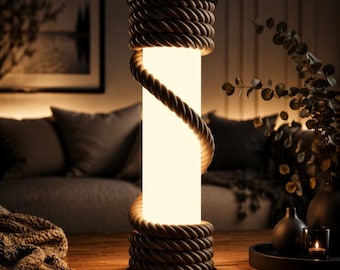 Fichier STL de lampe de table en spirale en corde | Modèle de lampe de bureau moderne imprimée en 3D (téléchargement numérique)