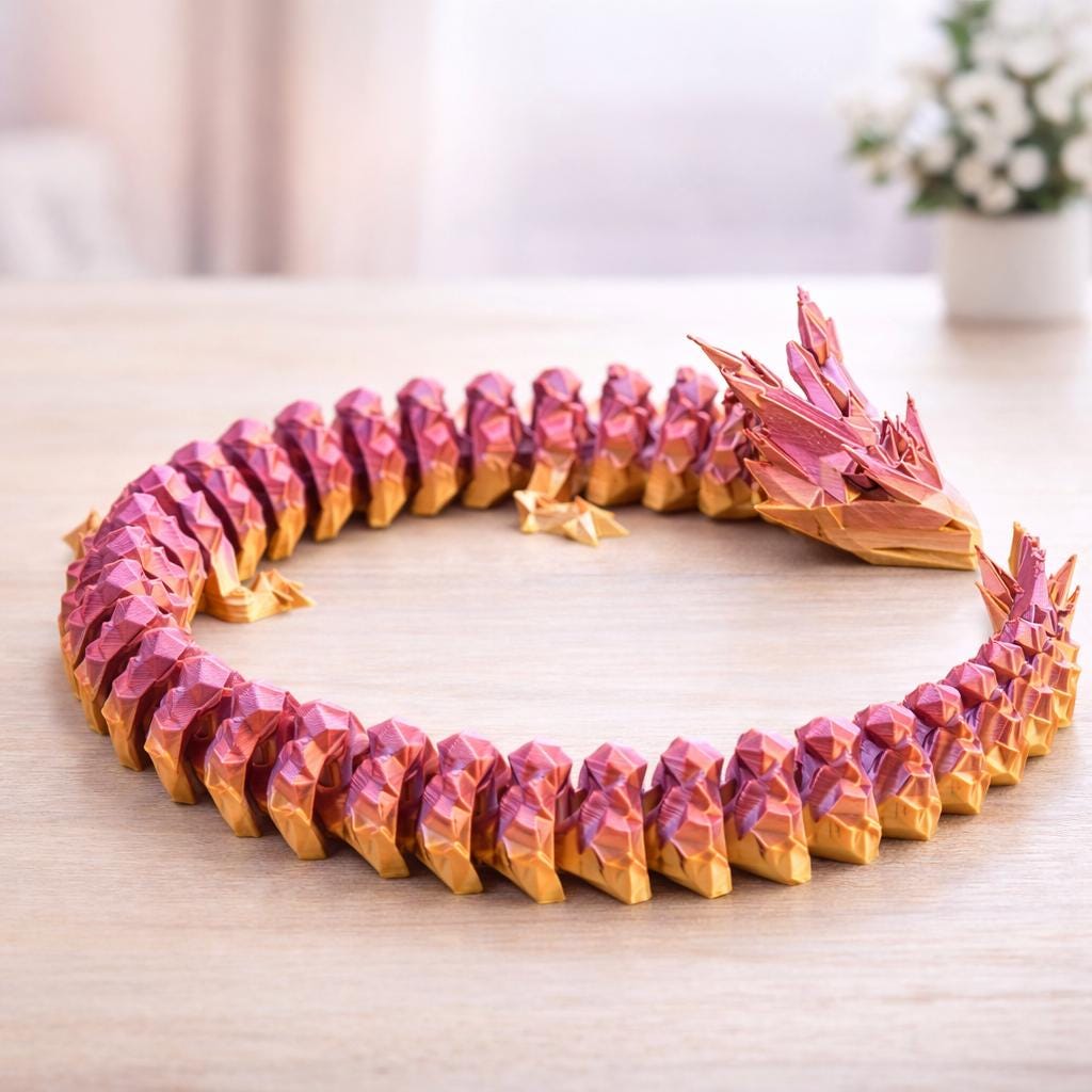 Flexi Dragon STL File — Print in Place Articulated Crystal Dragon ...