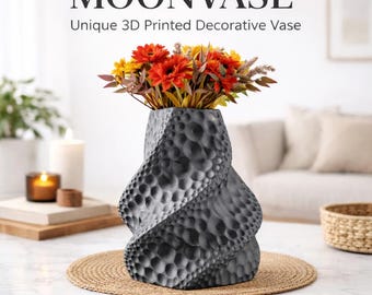Moon Vase STL — 3D Print Organic Sculptural Vase Celestial Decor  (Digital Download)