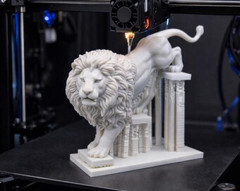 Optical Illusion Lion STL — Floating Stair Sculpture 3D Print Modern Art Decor