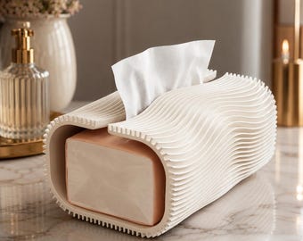 Fichier STL moderne avec couverture de boîte à mouchoirs | Modèle d'impression 3D de support Kleenex ondulé