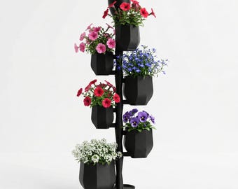 Stackable Planter Tower STL File 3D Print Modular Flower Pot Stand (Digital Download)