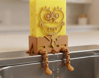 Cartoon Sponge Holder STL Files | 3D Printable Kitchen Sink Organizer | Digital Download