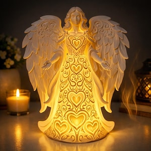 Ängelhjärtlampa STL — 3D-utskrift LED-nattlampa Spirituell dekoration Bambuklar