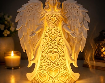 Angel Heart Lamp STL — 3D Print LED Night Light Spiritual Decor Bambu Ready