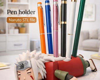Jiraiya Pen Holder STL — 3D Print Naruto Desk Organizer Anime Fan Gift Ready