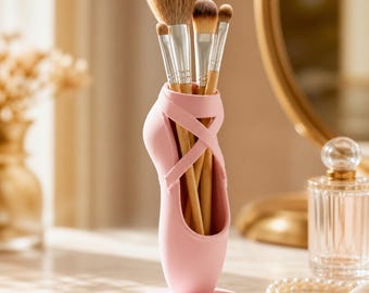 Fichier STL pour chausson de danse | Organiseur de pinceaux de maquillage imprimé en 3D | Décoration de bureau ballerine