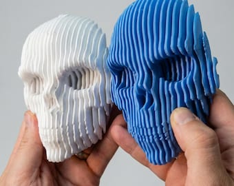 3D Skull Slicer STL File for 3D Printing - Layered Geometric Art - Digital Download