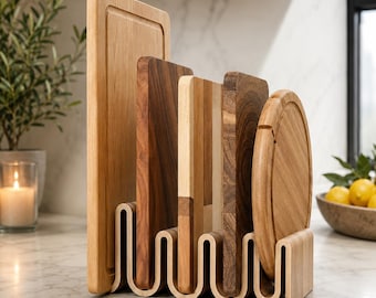 Fichier STL pour planche à découper | Organiseur de cuisine moderne Impression 3D | Porte-planche minimaliste |