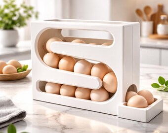 Egg Dispenser STL — Gravity Fed 3D Print Kitchen Egg Holder Fridge Organizer