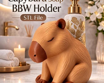Capybara Soap Holder STL — 3D Print Bath & Body Works Dispenser Stand Bathroom Decor