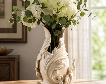 Fichier Stl pour vase fleuri | Vase baroque floral imprimé en 3D | Décoration d'intérieur de luxe