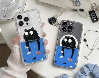 Funny Cat MagSafe Shockproof Clear Case iPhone 17 16 15 13 12 11 Plus Pro Max Samsung S26 S25 S24 S23 S22 S21 Ultra Plus FE Cover
