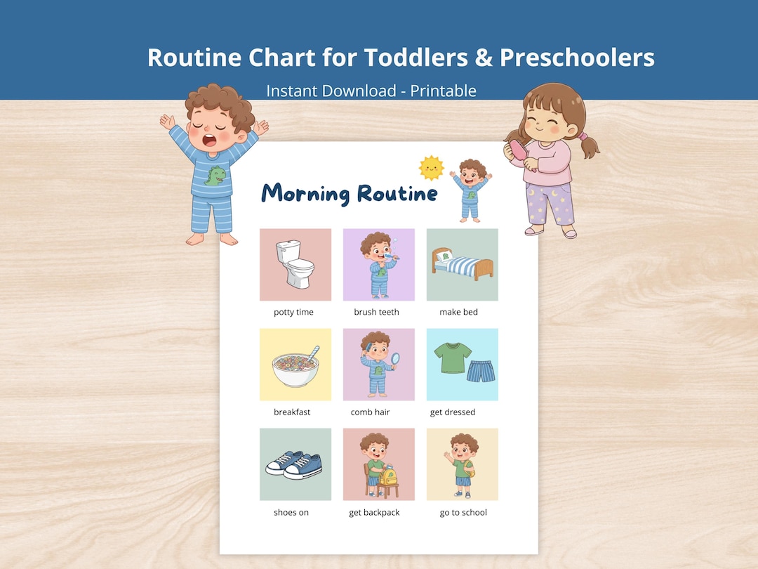 Toddler Routine Chart – Visual Schedule for Kids Ages 2-5 (printable ...