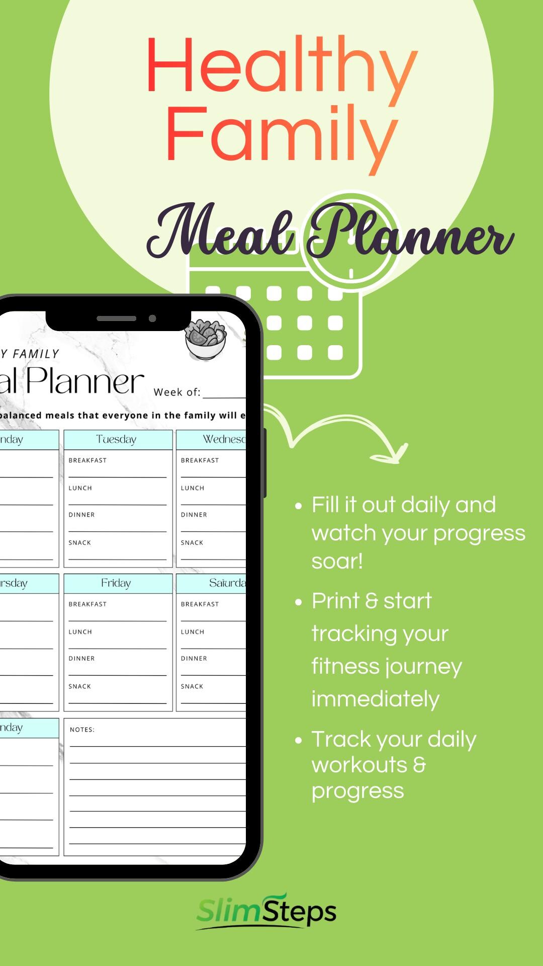 Healthy Family Weekly Meal Planner (PDF Download) - Etsy