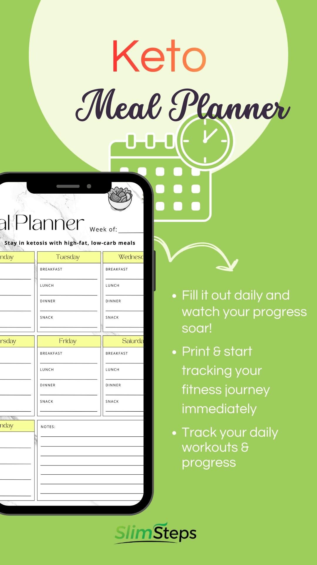 Keto Meal Planner Printable, Low Carb Meal Planner PDF, Weekly Diet Planner, Food Planner, Keto ...