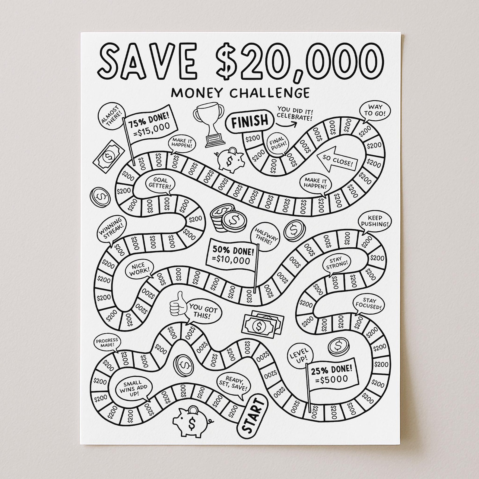 20k Savings Tracker, 20000 Challenge Printable, Car Savings Tracker ...