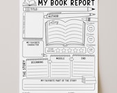 Kids Book Review Template, Book Report Homeschool Printable, Reading Response, Reading Worksheet, Digital Download