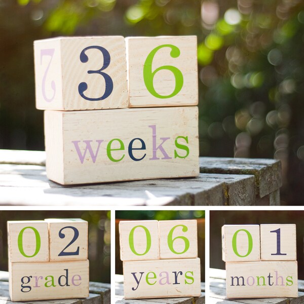 Cute and Colorful Baby Age Blocks - Fun Photo Prop and Unique Baby Shower Gift