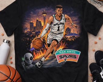 Camiseta de baloncesto de Victor Wembanyama / Gráfico retro de extraterrestre de los San Antonio Spurs