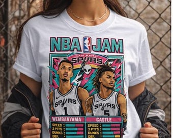 Camiseta retro de los Spurs de NBA Jam / Camiseta estilo arcade de baloncesto