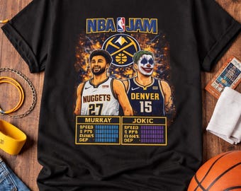 Camiseta de baloncesto NBA Jam Nuggets Murray Jokic / Marcador de arcade retro de Denver