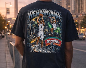 Diseño de camiseta gráfica de los Spurs de Wembanyama / Póster de jugador de baloncesto