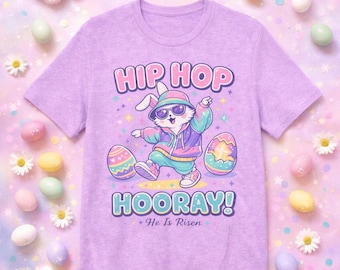 Camiseta de hip hop con conejito de Pascua, estilo años 90, camiseta gráfica de conejito en tonos pastel.