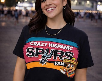 Crazy Hispanic Spurs Fan T-Shirt | Basketball Team Pride, Retro Graphic