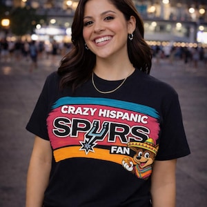 Camiseta de fanático hispano loco de los Spurs, orgullo del equipo de baloncesto, gráfico retro