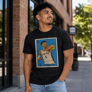 Crazy Hispanic El Codazo Wemby Basketball Player TShirt Spurs Lotería Style Graphic Tee Retro Sports Fan Shirt Vintage Inspired Unisex Tee image 2